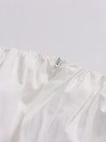 Chic White Two Piece Sets for Women Lapel Long Sleeves Crop Top Irregular Waist Maxi Skirt Set for Art Exhibition