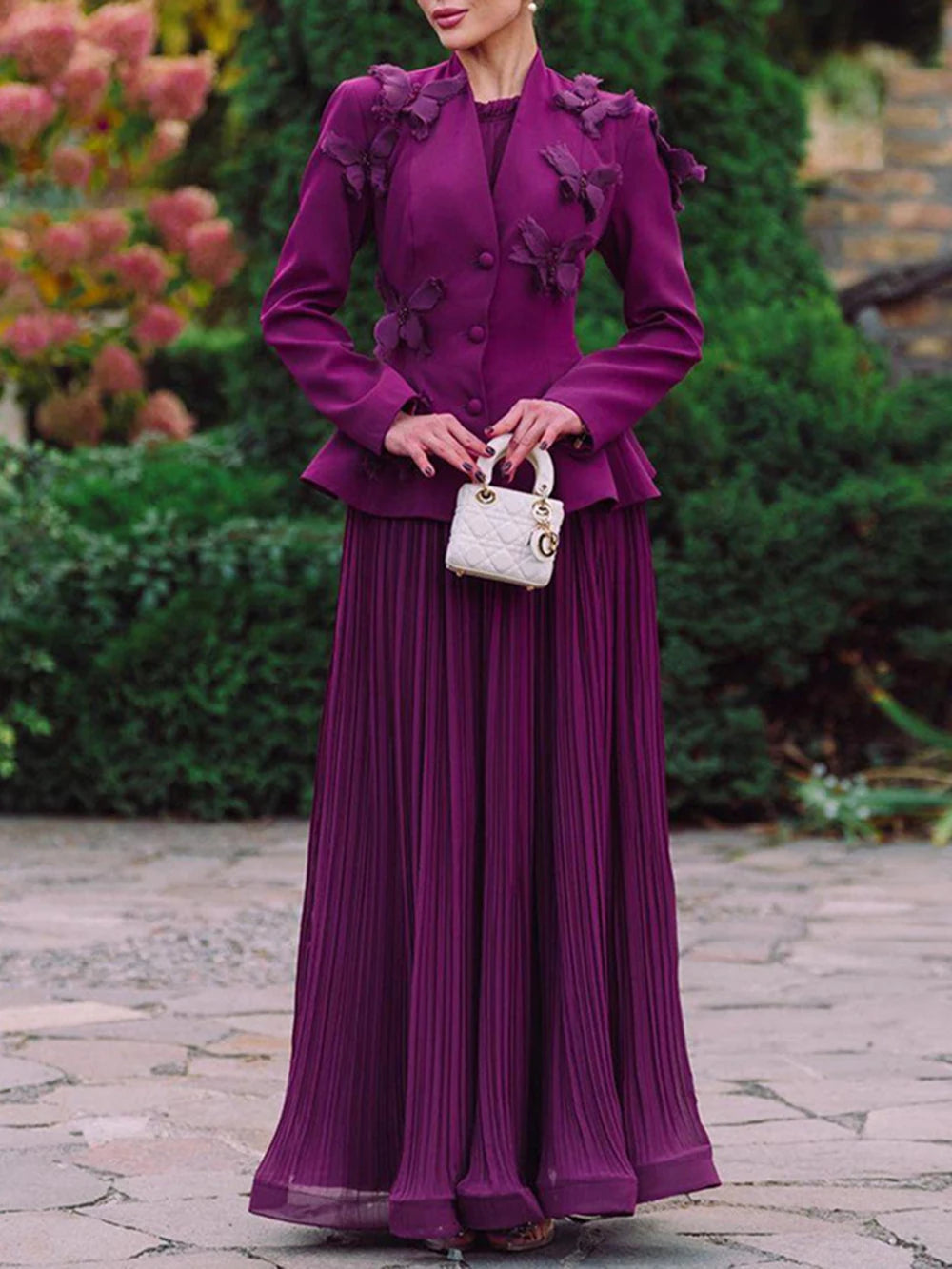 Elegant Blazer Pleated Skirt Sets Women Bow Single Breasted Back Lace Up Jacket Coats Mini Skirts Two Piece Set 2026 Lady