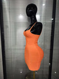 Pink Orange Women Sexy Strap O-Neck Bodycon Mini Bandage Dress Birthday Party Girls'Vacation Cocktail Outfit Wholesale