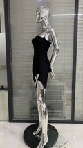 Light Luxury Exquisite Bead Rhinestone Bow Bandage Suspender Dress Women Socialite Party Banquet Stage Performance Gown Vestidos