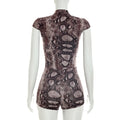 Snake Print Romper Hollow Out Jumpsuit Woman Playsuit Birthday One Piece Corset Combinaison Short Femme Night Club Outfits