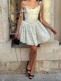 Sexy Floral Print Pleated Dress Women Fashion Straps Sleeveless Slim Elegant Party Dress Female Summer New Commuting Dress
