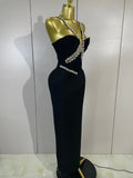 Elegant Sprkly Diamonds Sexy Halter  Sleeveless Maxi Long Bodycon Bandage Dress Women Luxury Birthday Eveing Party Club Dress