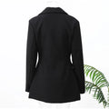 Lady Solid Waist Cinching Blazer Dress Fashion Full Sleeve Lapel V-neck Double Breasted Slim Vestidos 2026 Office Street Gown