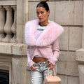 Fur collar Sweaster Cardigan Women's Buttons Long Sleeve Solid Slim Knitted Coat Female Autumn Winter Commuting Cardigan