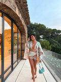 Women‘s Multi Leopard Print Dress Cover Up Boho V Neck Wide Sleeve Loose Tunic 2026 Summer Beach Vacation Daily Casual Outfit