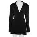 Chic Waist Cinching Mini Dress Women Fashion Full Sleeve Deep V-neck Double Breasted Short Dresses Lady Daily Party Street Gowns
