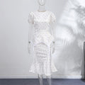 Elegant Women's Printed Waistband Long Dress 3D Flower V-neck Bubble Sleeve Patchwork A-line Dresses 2026 Spring Party Robe