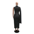 Women Black Feathers Fur Patchwork Bodycon Long Dress Sexy Irregular Flying Sleeveless Elegant Birthday Evening Party Gown