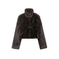 Women's Brown Faux Fur Cropped Jacket Fashion Stand Collar Single Breasted Pocket Casual Coat Lady 2026 Spring Chic Outerwear