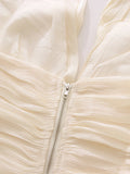 Sexy Deep Neck Backless Vest for Women Halter Sleevless Slimming Asymmetric Hem Ruched Fabric for Luxury Nighclub