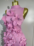 Elegant Celebrity Evening Party Prom Gown Fashion Luxury Birthday Dresses Women Pink 3D Flower Sexy Sleeveless A-Line Long Dress