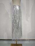 Luxury Sequins Midi Women Skirts High Waist Tassel Skirt for Party Gathering Evening Event Wear Fashion Summer New