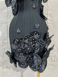 Strapless 3D Handmade Flower RhinestoneBandage Mini Dress Women Sky CorsetBodycon Short Cocktail Party Evening Dress