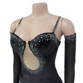 Luxury Woman Evening Dress Sparkle Heartbeat Velvet Diamonds Maxi Dress Gown Celebrities Outfits With Rhinestones Glove