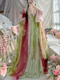 Olive Girl Red Embroidered Hanfu Dress for Ren Faire 2026 Garden Wedding Fairycore Photoshoot Everyday Wear S-L XS-3XL Plus Size Chinese Heritage Fashion Women