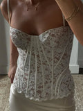 One Shoulder Spaghetti Strap Corset Bustier Camisole Top Women Lace Sleeveless Backless Sexy Y2K Party Club Summer Cami