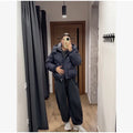 Casual Hooded Puffer Jacket Women Plaid Lining Drawstring Collar Quilted Warm Padded Elastic Cuff Coat Winter Oute Street Wear