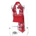 Women's Sexy Tank Top Summer Sleeveless Bandage Hollow Hanging Neck Tops New V-Neck High Waist Party Club T-Shirt Tops