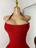 Women Celebrity Sexy Solid Color Bandage Mini Dress Elegant Party Evening Birthday Gowns Night Club Cocktail Outfit