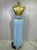 Elegant Luxury Chain Sexy Mesh See Through Halter Low-Neck Backless Sleeveless Long Dress Women Club Party Prom  Holiday Dresses