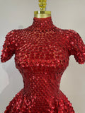 Sparkly Sequins Bodysuit Short Dress Women Sexy Nightclub Dancer DJ Stage Performance Wear Luxury Birthday Party Festival Outfit