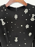 High Quality Sparkling Diamond Slim Long Dress Long Sleeve Black Women's Elegant Celebrity Evening Birthday Party Gowns