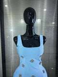 Black Skyblue Women Sleeveless Sexy O-Neck Shining Diamond Bodycon Mini Bandage Dress Birthday Party Photoshoot Stage Wear