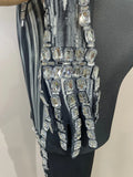Sexy Sparkle Diamond Long Sleeves Printed Stretch Jumpsuit Eveing Birthday Party Luxury NightClub Stage Costume Festivals Outfit