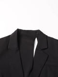 Solid Hollow Out Casual Irregular Blazers For Women Notched Collar Long Sleeve Spliced Button Temperament Blazer Female New