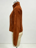Women Retro Cropped Zip Jacket Ladies Stand Collar Long Sleeve Fitted Waist Pocket Design Short Coat Casual Daily Outerwear New
