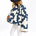 Hit Color Loose Fashion Coat for Women Lapel Long Sleeves Patchwork Printing Elegant Jackets Female Clothing New