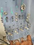 2026 New Arrivals Spring Fashion Heavy Industry Beaded Diamond Slim Midi Dress Women's Half Sleeve Female Vestidos
