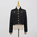 Vintage Two Piece Sets for Women Lapel Long Sleeve Top High Waist Patchwork Metal Buckle Fashion Trousers Set Female Style