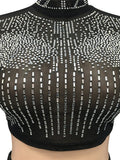 Women's 2 Piece Outfits Rhinestone Fringe Crop Cami Top and Bodycon Skirt Set Sexy Women's Nightclub Dress Party Dresses