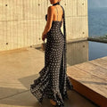 Hit Color Slimming Dresses for Women Square Neck Sleeveless High Waist Temperament Long Dress Female Fashion Style