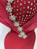 Women Sexy One Shoulder Sparkly Diamonds Long Bodycon Bandage Dresses Luxury Birthday Party Celebrity Elegant Knitted Clothing