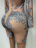 Sparkly Rhinestones Jumpsuit Fashion Sexy Stretch Dance Costume Nightclub Bodysuit Birthday Outfit Evening Party Leggings