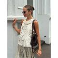 Beige Embroidered Long Tunic Top V Neck Long Sleeve Lace Fringe Hem Boho Blouse 2026 Summer Beach Vacation Cover‑up Streetwear