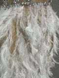 Sparkle Rhinestone Feather Sexy Mesh Long Dress Evening Party Birthday Performance Photoshoot Red Carpet Costume