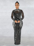 Women Rhinestone Dress with Bodysuit 2 Piece Set Sexy See Through Hot Drilling Evening Gowns Birthday Bodycon Party Dress