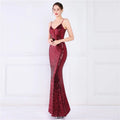 Women Spaghetti Strap Party Maxi Dress Sexy V Neck Evening Green Sequin Dress Elegant Long Prom Dress Vestido Longo