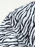 Zebra Stripe Print Two Piece Set for Women Lapel Long Sleeve Spliced Zipper Short Coat Mid Waist Knee Skirt Female