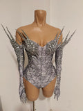 Luxurious, personalized, and glittering sequin-adorned high-waisted one-piece  suitable for singers, dancers and club-goers.