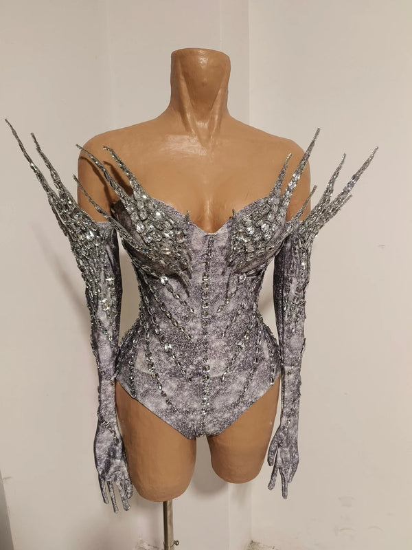 Luxurious, personalized, and glittering sequin-adorned high-waisted one-piece  suitable for singers, dancers and club-goers.