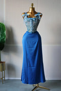 Women's Dress Set Print Bow Corset Top and Maxi Long Skirt Suit  Summer Elegant Evening Two 2 Piece Set Outfits