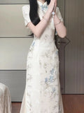Olive Girl Red Embroidered Qipao for Garden Wedding 2026 Fairycore Photoshoot Everyday Wear S-XXL XS-3XL Plus Size Hand Embroidered Dramatic Silhouette Romantic Garden Party Editorial Not Costume Chinese Heritage Fashion Women