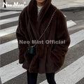 Trendy 2026 Winter Women Brand Faux Mink Fur Peplum Jacket Chic Street Fashion Girls Warm Drawstring Waist Eco Fur Coat