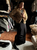 Women's Chic Sequin Knitted Cardigan Solid Stand Neck Double Zipper Sweater Oversized Knitwear Winter Female Elegant Cardigans