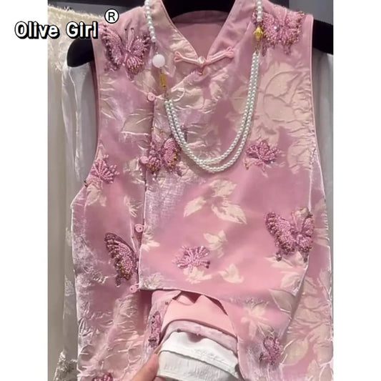 Olive Girl Pink Embroidered Hanfu Dress for Ren Faire 2026 Garden Wedding Fairycore Photoshoot Everyday Wear M-2XL XS-3XL Plus Size Hand Embroidered Dramatic Silhouette Romantic Garden Party Editorial Not Costume Chinese Heritage Fashion Women